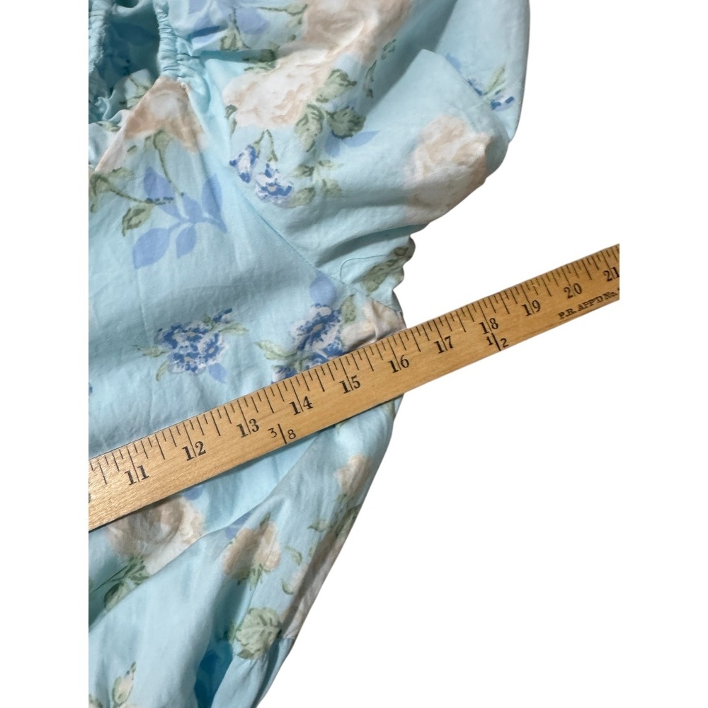LoveShackFancy Blue‎ Floral Puff Sleeve Midi Dress Size 2 Tiered Hem for Target - Picture 7 of 12